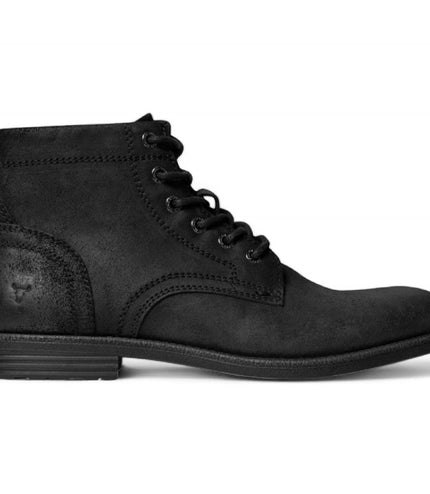 Windsorsmith Mens Black Leather Casual Chukka Ankle Desert Boots - Sebastien