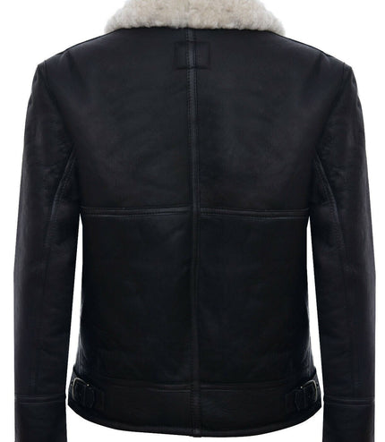 Mens B3 WW2 Leather Sheepskin Aviator Flying Jacket-Charleston - Brown Cream