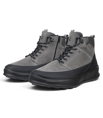 Ecco Men's Waterproof Black Grey Leather Outdoor Walking Boots - Byway 2.0