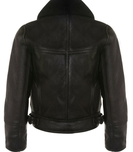 Womens B3 Sheepskin Leather Flying Jacket-Bergamo - Black