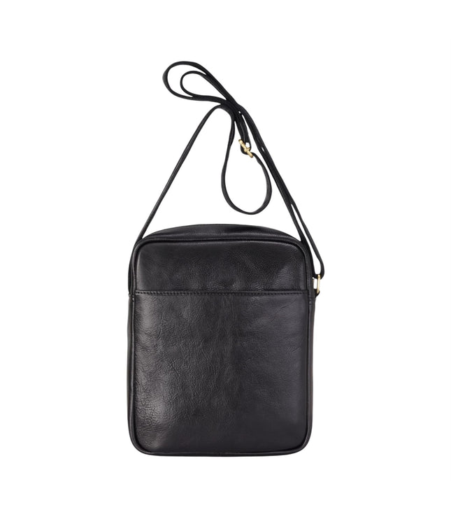 Genuine Leather Black Vintage Crossbody Messenger Travel Bag - Ashby