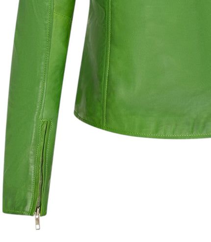 Women's Classic Brando Biker Leather Jacket - Broome - Apple