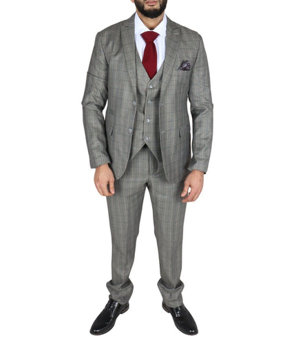 Mens IM2 Classic Plain Grey 3 Piece Suit