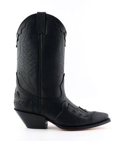 Grinders Unisex Black Leather Cowboy Boots-Arizona Hi