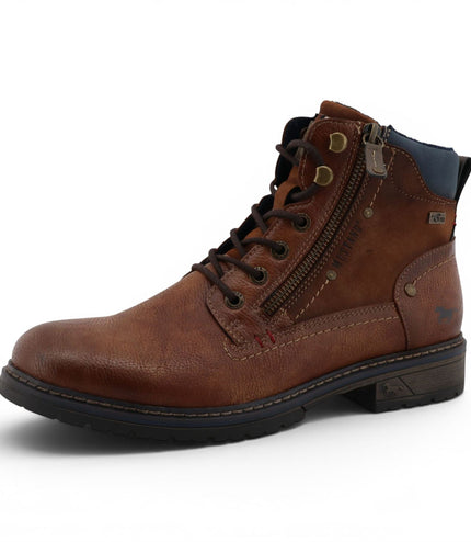 Mustang Men's Brown Faux Leather Winter Lace-Up Ankle Boots - M0031006