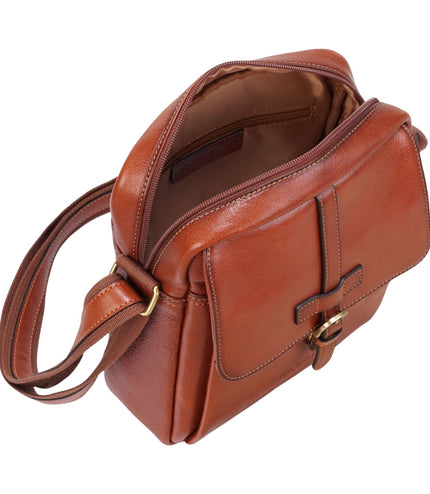 Genuine Leather Tan Vintage Crossbody Messenger Travel Bag - Ashby