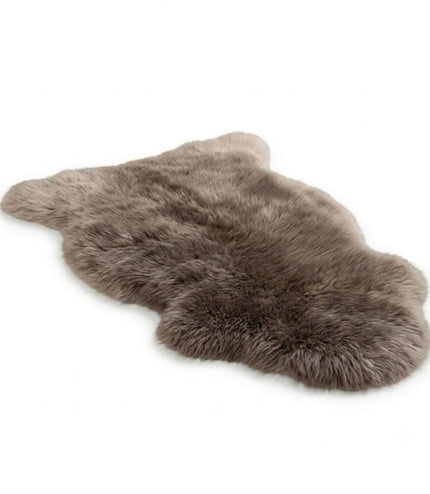 Genuine Taupe Sheepskin Natural Silky Soft Fluffy Real Wool Rug