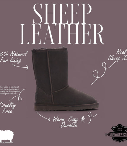 Women's Genuine Sheepskin Brown Suede Slip-On Ankle Winter Boots - Dusk