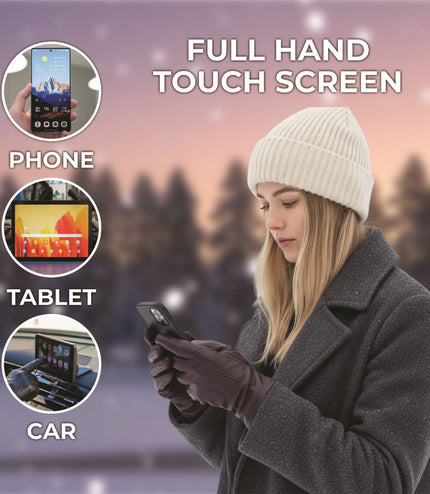 Womens Purple Italian Leather Winter Stitch Line Design Soft Wool Lining Gloves - L-GLV-301