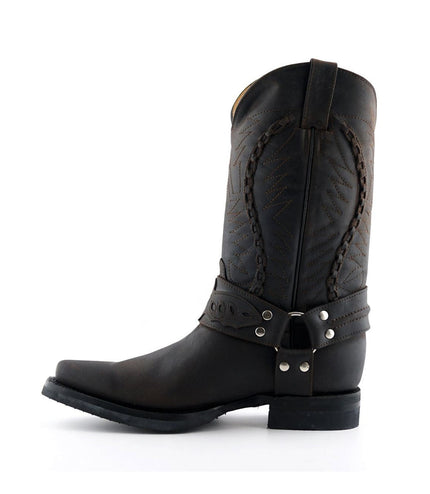 Grinders Mens Brown Leather Cowboy Boot - Galveston