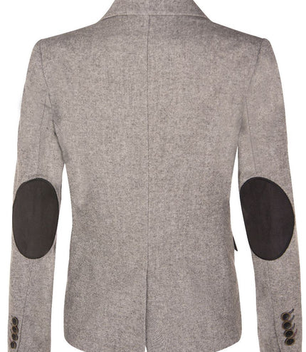 Womens Tweed 1920s Herringbone Light Grey Blazer