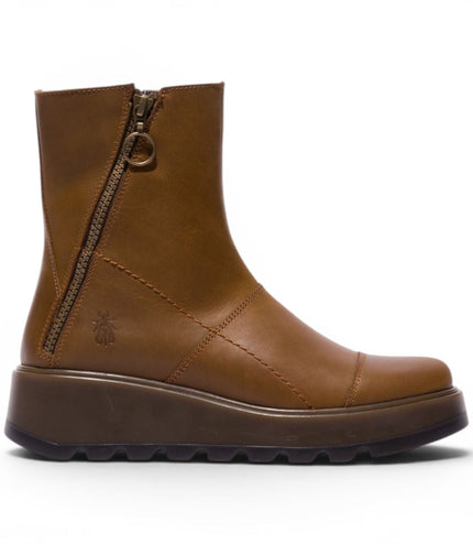 Fly London Women’s Tan Leather Zip-up Platform Ankle Boots - TARP553FLY