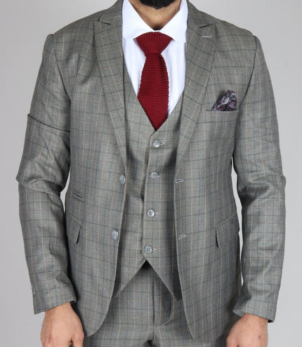 Mens IM2 Classic Plain Grey 3 Piece Suit