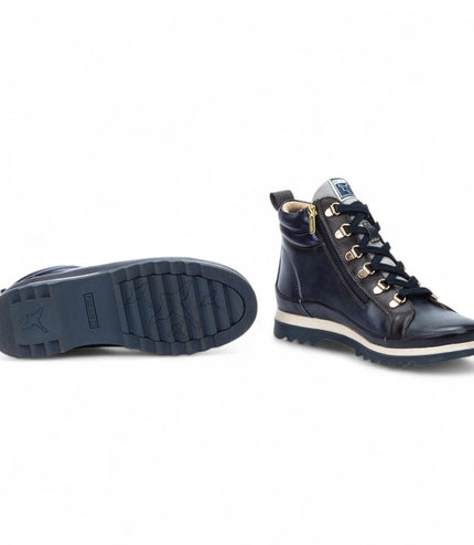 Pikolinos Women's Blue Leather Ankle Trainers Boots - Vigo
