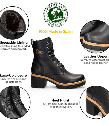 Panama Jacks Women's Black Leather Padma B11 Ankle Boots
