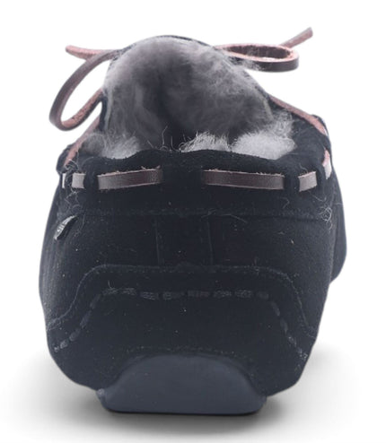 Women's Black Genuine Sheepskin Moccasin Winter Slippers - Aspen