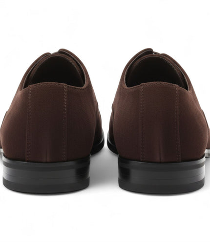Men's Brown Faux Suede Leather Lace-Up Derby Oxford Shoes