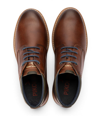 Pikolinos Men's Brown Leather Lace-Up Ankle Smart Boots - Berna
