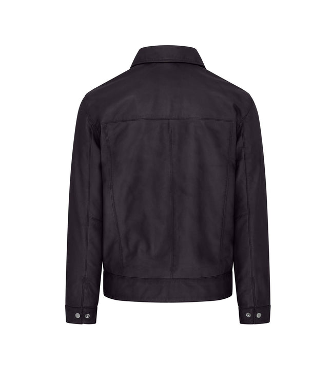 Mens Retro 100% Nappa Leather Harington Biker Jacket - Black