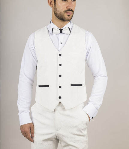 Men's White 3 Piece Velvet Wedding Tuxedo Formal Suit