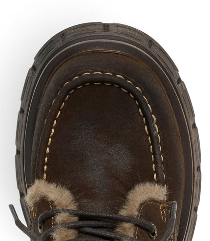 Windsorsmith Women's Brown Suede Leather Platform Combat Fur Boots - Saintly