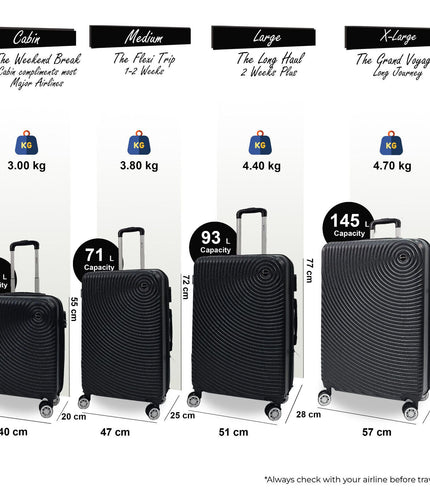 Chorley Set of 4 Hard Shell Suitcase in Black