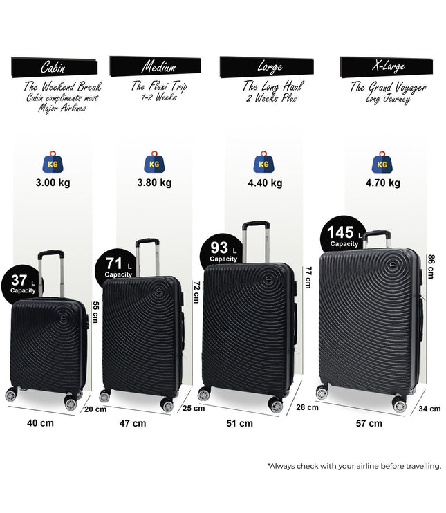 Chorley Set of 4 Hard Shell Suitcase in Black