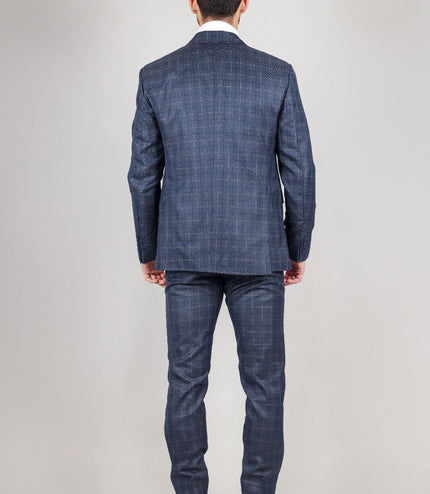 Mens IM2 Classic Plain Blue 3 Piece Suit