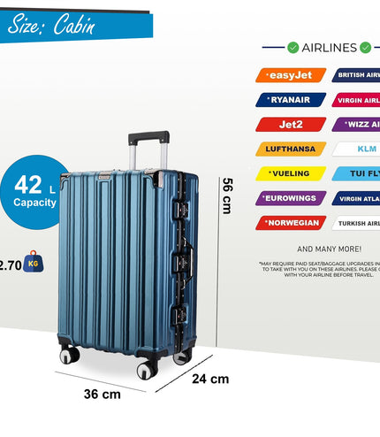 Airdrie Cabin Hard Shell Suitcase in Blue