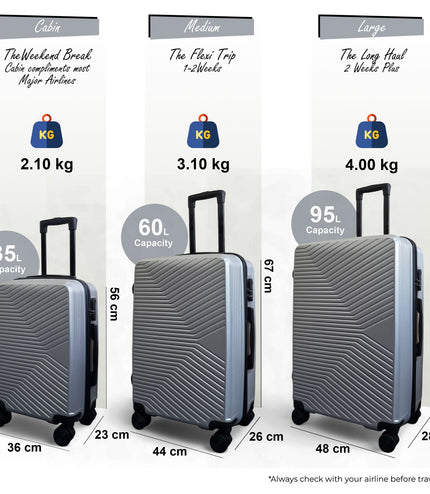 Junee Set of 3 Hard Shell Suitcase in Silver