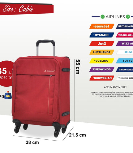 Clevedon Cabin Soft Shell Suitcase in Red