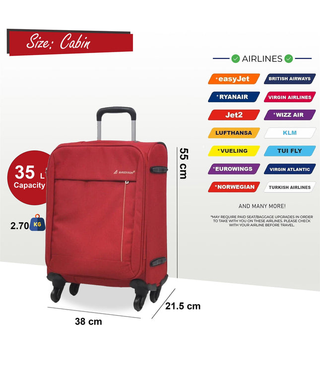 Clevedon Cabin Soft Shell Suitcase in Red