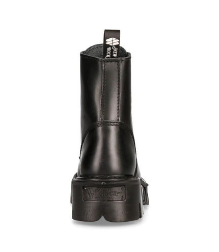 New Rock Unisex Black Gothic Military Biker Boots- Mili084N-S3