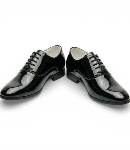 Men's Formal Black Patent PU Leather Oxford Dress Brogue Shoes