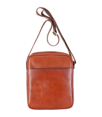 Genuine Leather Tan Vintage Crossbody Messenger Travel Bag - Ashby