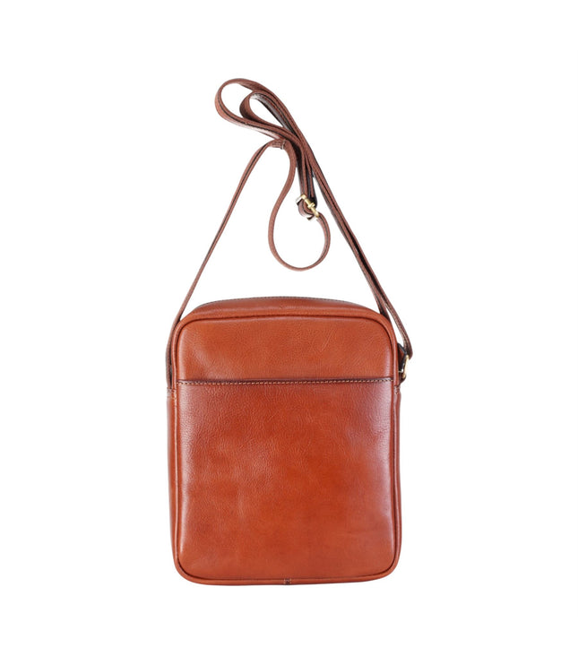 Genuine Leather Tan Vintage Crossbody Messenger Travel Bag - Ashby