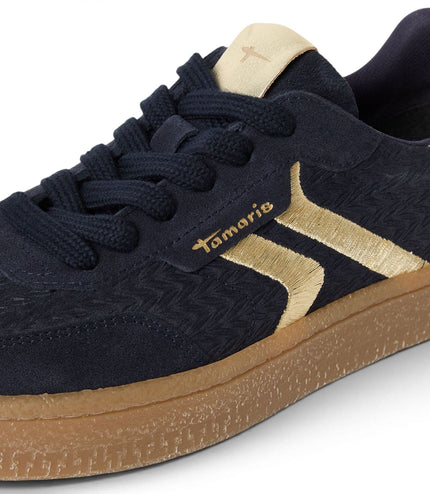 Tamaris Women's Navy Blue Leather Trainers Sneaker Shoes - 23723-44