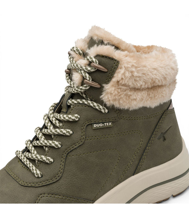 Tamaris Women’s Green Warm Winter Waterproof Lace-up Ankle Boots - 26278-45