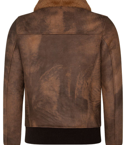 Mens Antique Sheepskin Bomber Jacket-Algorta