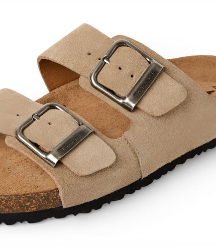 Tamaris Men's Sand Beige Leather Slip-On Footbed Slipper Sandals