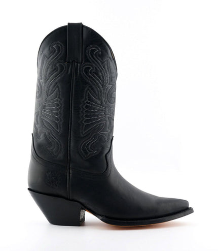 Grinders Black Leather Western Cowboy Boots - Buffalo