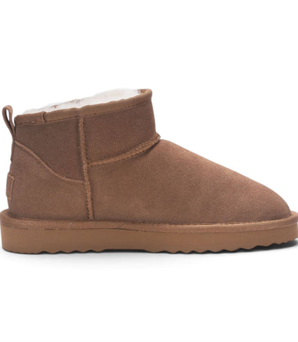Women's Chestnut Tan Genuine Sheepskin Real Fur Winter Ankle Boots - Sable