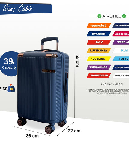 Cowra Cabin Hard Shell Suitcase in Navy Blue