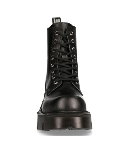 New Rock Unisex Black Gothic Military Biker Boots- Mili084N-S3