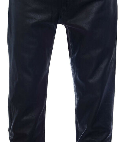 Mens Black '501' Leather Jeans-Montana