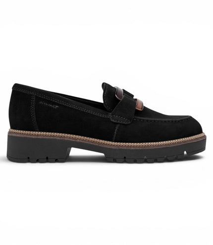 Tamaris Women's Black Suede Leather Loafer Casual Shoes - 24722-43