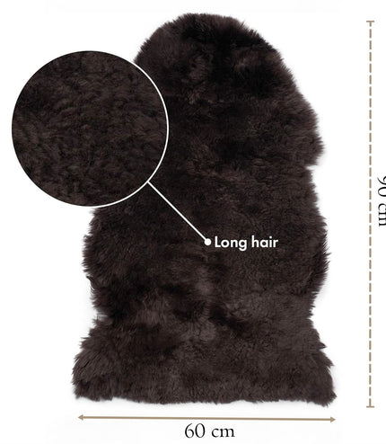 Genuine Chocolate Brown Sheepskin Natural Silky Soft Fluffy Real Wool Rug