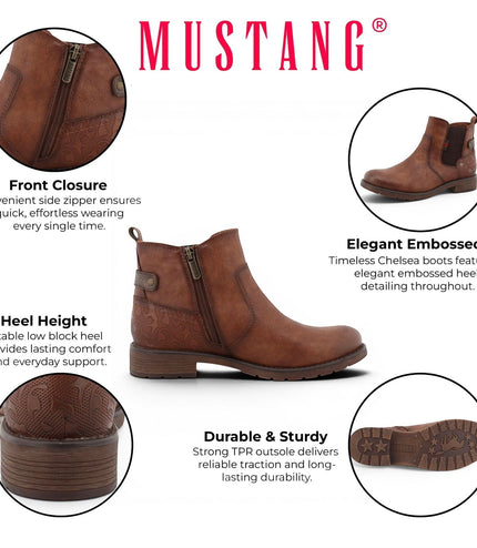 Mustang Women's Brown Faux Leather Chelsea Ankle Boots - M0052002