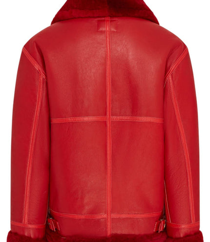Mens B3 Bomber RAF Aviator Sheepskin Jacket -Wyndham - Red