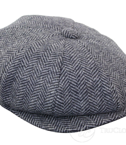 Mens Peaky Blinders Grey Tweed Gatsby Flat Baker Hat